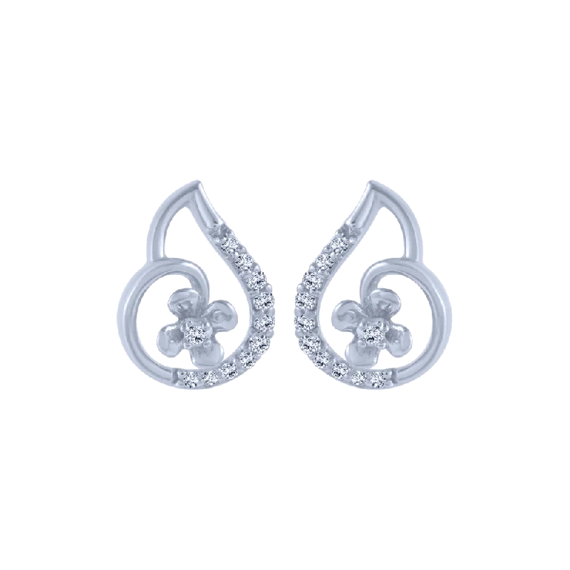 Women’s fashion drop earrings-14KT (585) White Gold And Diamond Stud Earrings For Women