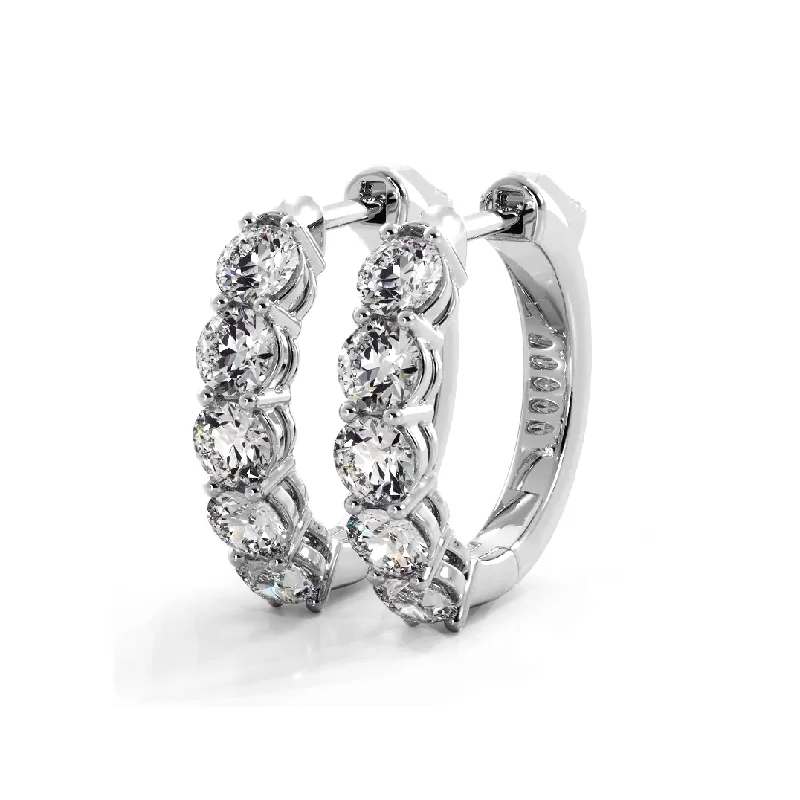 Women’s luxury earrings-Classic 1.0 ctw. Five Stone Diamond Hoop Earrings