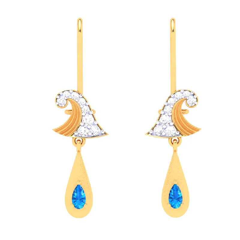 Women’s gemstone earrings-18k Rain Themed Exclusive Gold Diamond Earrings For Women