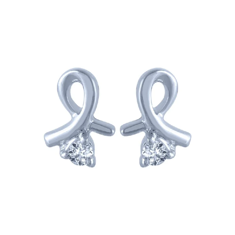 Women’s wedding earrings-14k (585) White Gold And Diamond Stud Earrings For Women