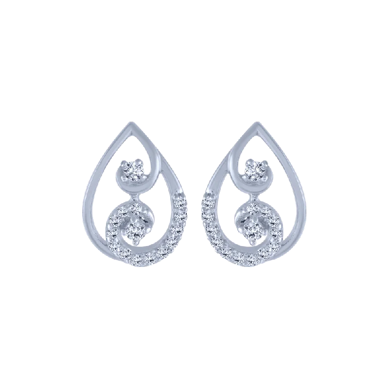 Women’s chic earrings-14KT (585) White Gold And Diamond Stud Earrings For Women