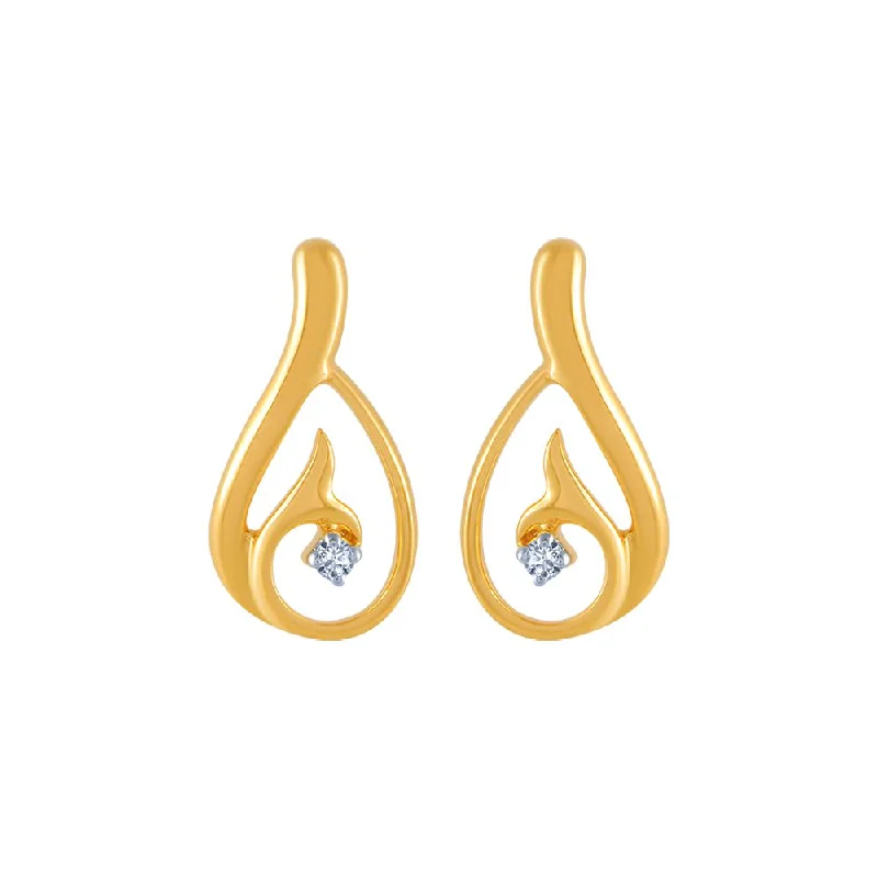 Women’s trendy dangly earrings-18k (750) Yellow Gold And Diamond Stud Earrings For Women