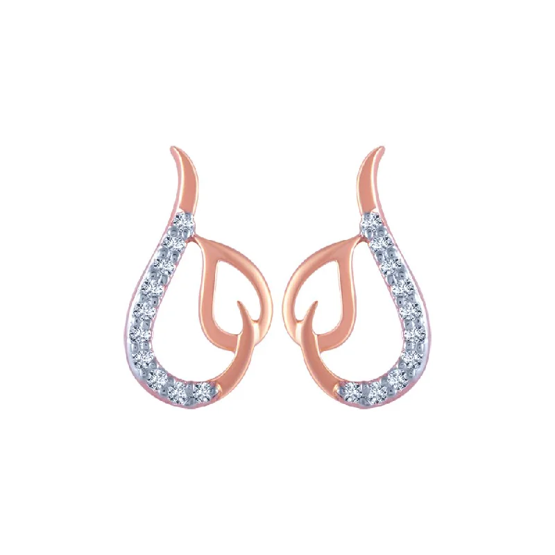 Women’s sapphire stud earrings-18k (750) Rose Gold And Diamond Stud Earrings For Women