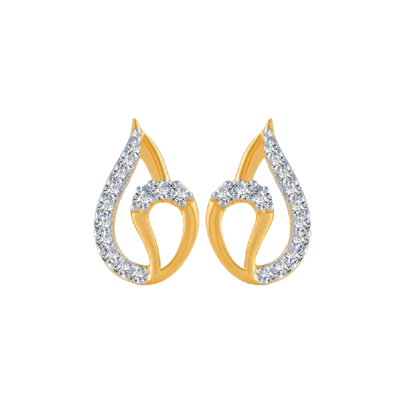 Women’s hoop earrings set-14KT (585) Yellow Gold And Diamond Stud Earrings For Women