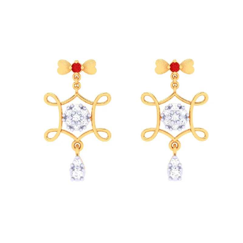 Women’s drop earrings-Diamond And 18k Gold Earrings Dangler Earrings