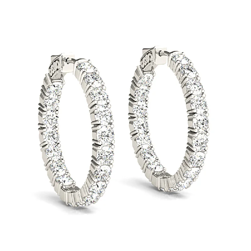 Women’s silver stud earrings-Classic 6.00 ctw Diamond Hoop Earrings Inside-Out