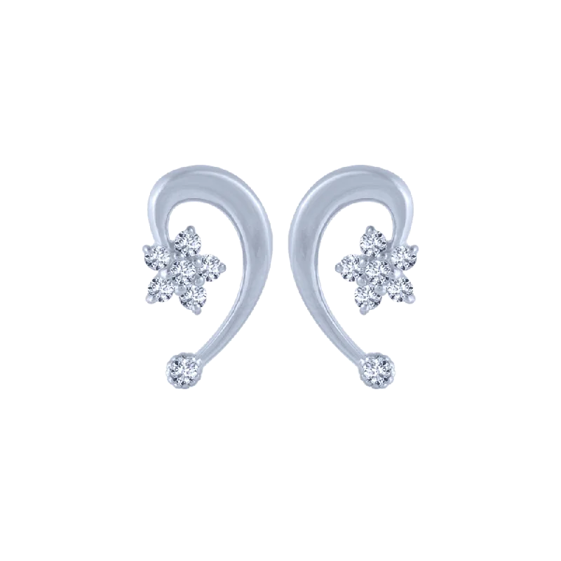 Women’s gold stud earrings-14KT (585) White Gold And Diamond Stud Earrings For Women