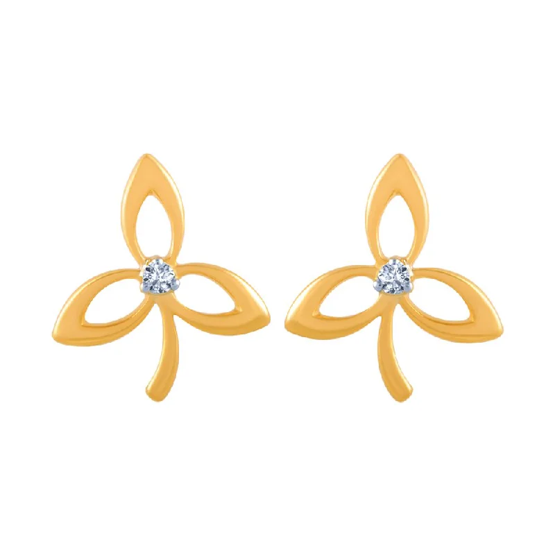 Women’s rainbow earrings-18k (750) Yellow Gold And Diamond Stud Earrings For Women