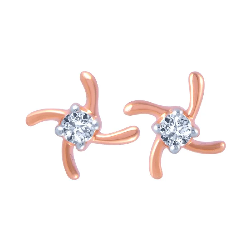 Women’s luxury earrings-18k (750) Rose Gold And Diamond Stud Earrings For Women