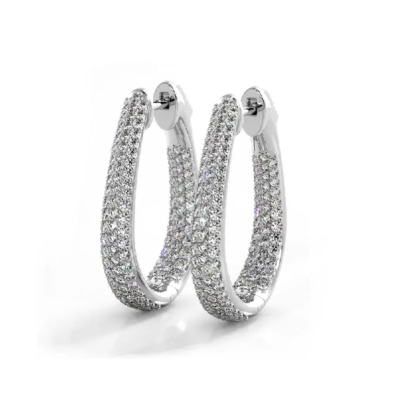 Women’s moonstone drop earrings-1.50 ctw. Inside Out Dome Pave Diamond Hoop Earrings