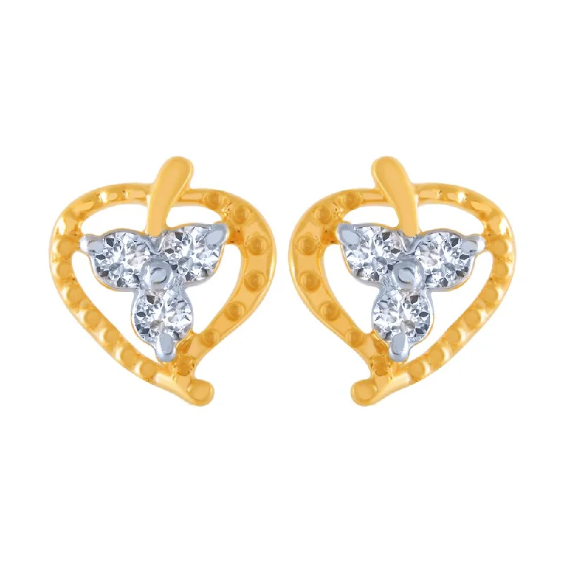 Women’s silver earrings-14k (585) Yellow Gold And Diamond Stud Earrings For Women