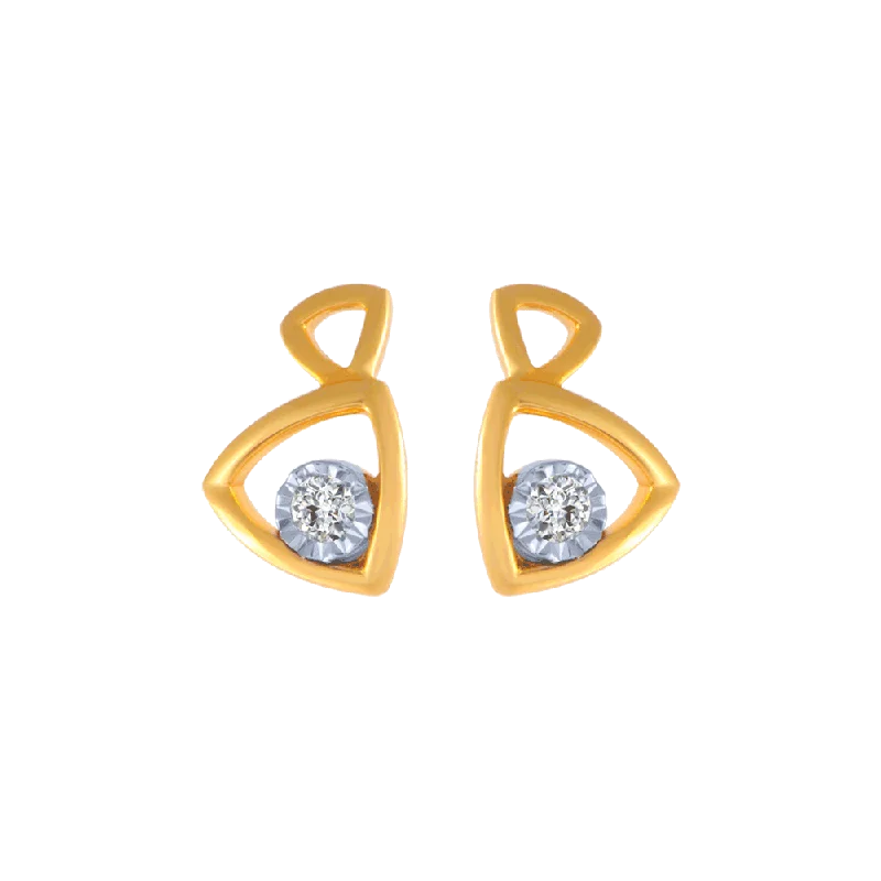 Women’s sterling silver drop earrings-18KT (750) Yellow Gold And Diamond Stud Earrings For Women