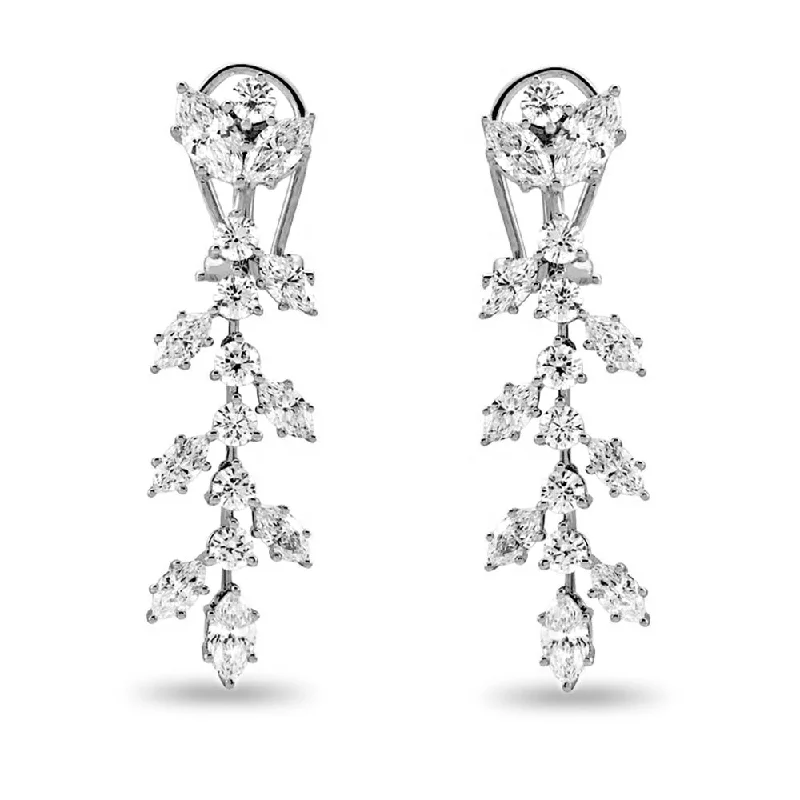 Women’s pearl stud earrings-4.25 ct. Marquise Diamond Drop Earrings Flower Design