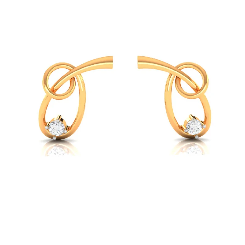 Women’s hoop diamond earrings-18k Kalka Shape Gold & Diamond Earrings