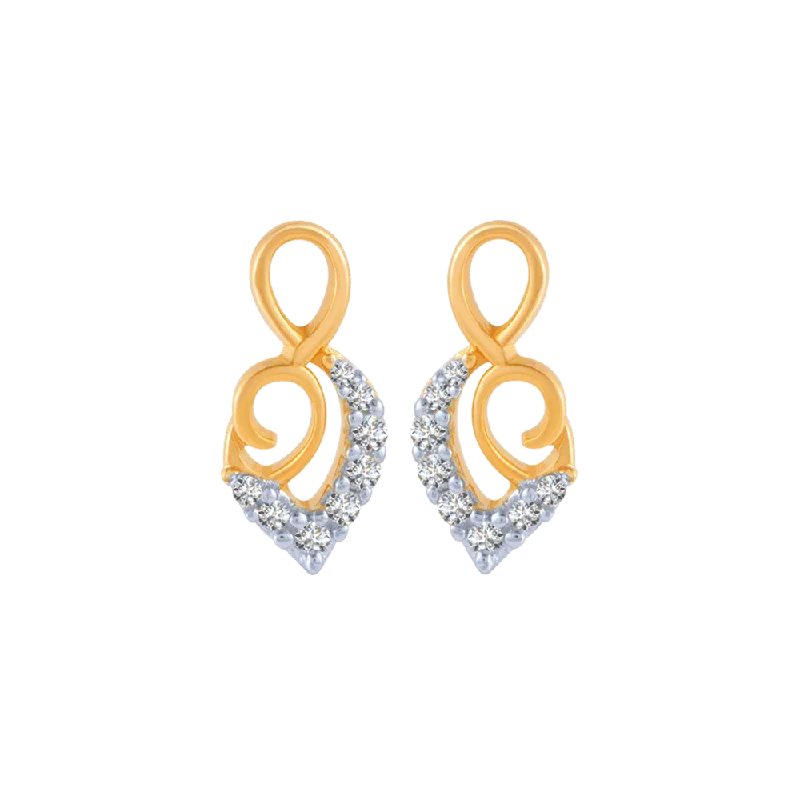 Women’s moonstone earrings-14KT (585) Yellow Gold And Diamond Stud Earrings For Women