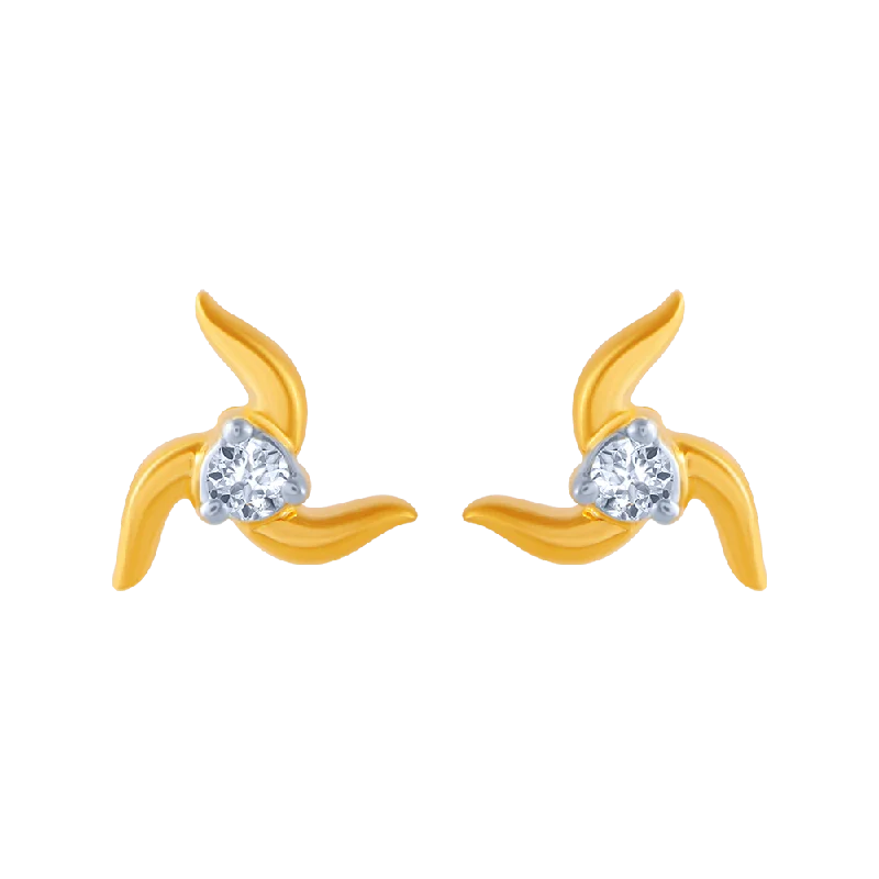 Women’s gemstone hoop earrings-18KT (750) Yellow Gold And Diamond Stud Earrings For Women