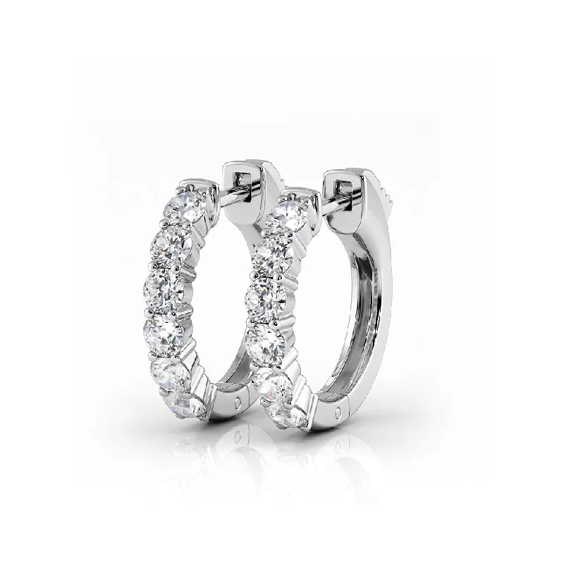 Women’s chic earrings-1.0 ctw. Common Prong Huggie Hoop Earrings