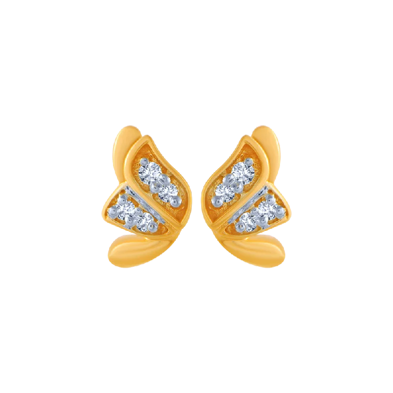 Women’s cute earrings-18KT (750) Yellow Gold And Diamond Stud Earrings For Women