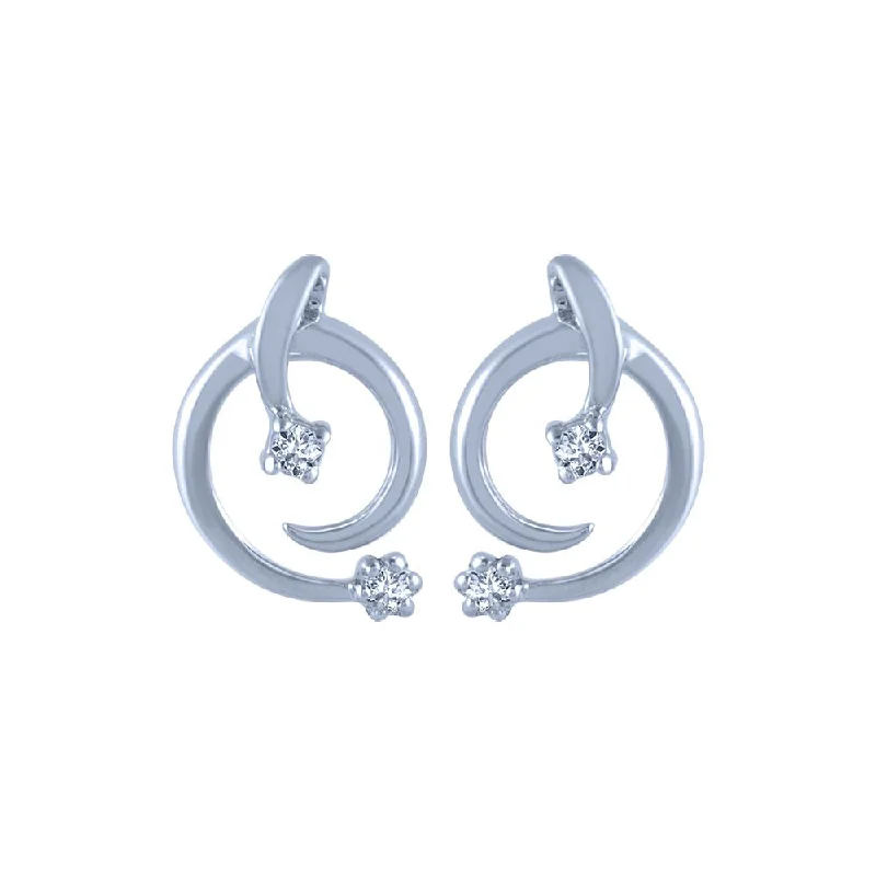 Women’s gold pearl earrings-14k (585) White Gold And Diamond Stud Earrings For Women