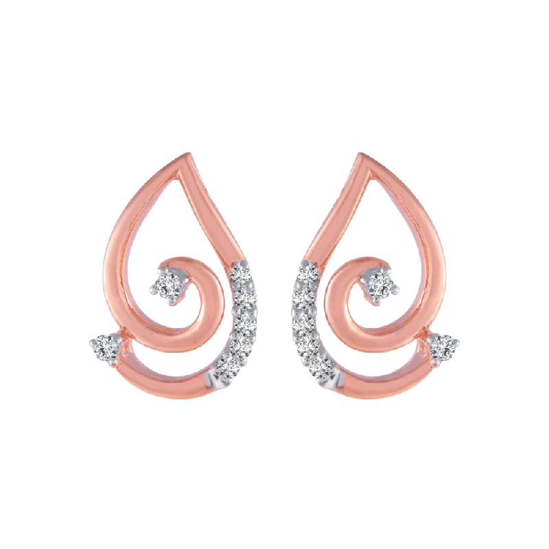 Women’s diamond stud earrings-14KT (585) Rose Gold And Diamond Stud Earrings For Women