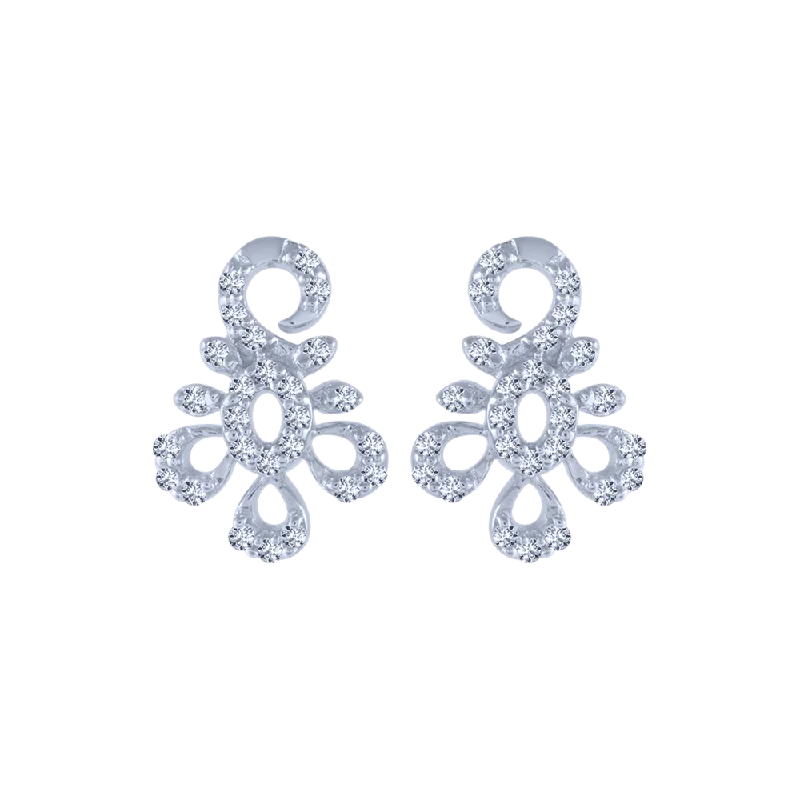 Women’s silver drop earrings-14KT (585) White Gold And Diamond Stud Earrings For Women