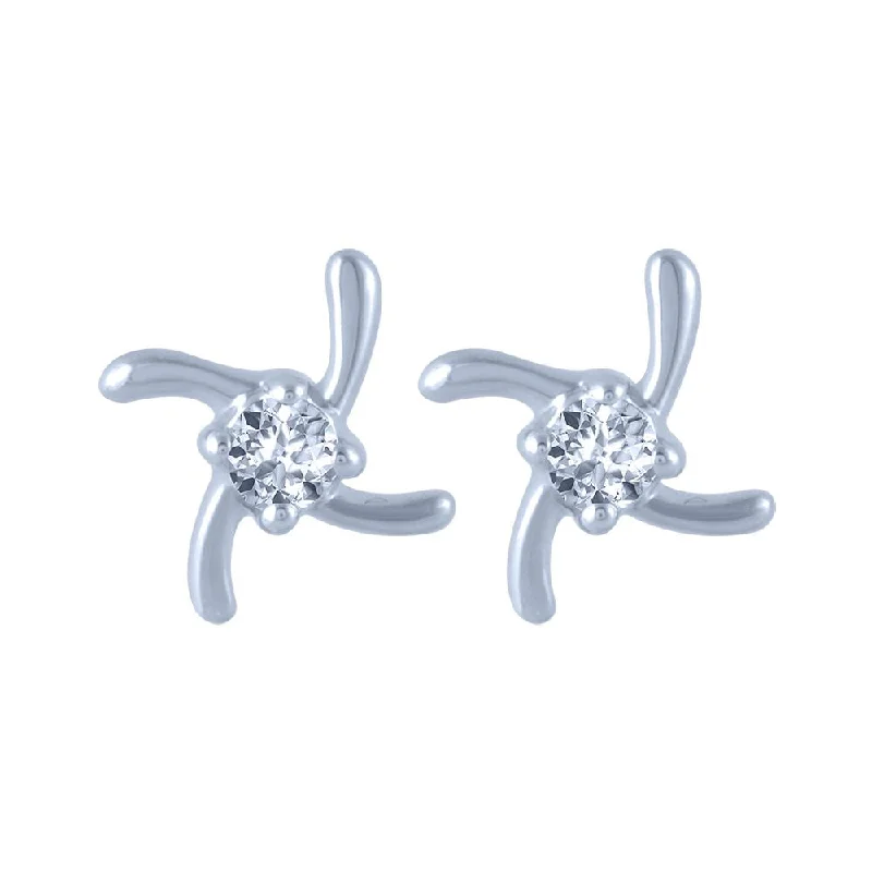 Women’s drop gemstone earrings-18k (750) White Gold And Diamond Stud Earrings For Women