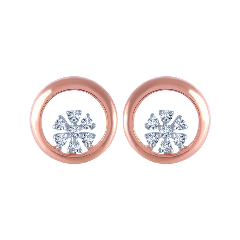 Women’s casual earrings-14KT (585) Rose Gold And Diamond Stud Earrings For Women