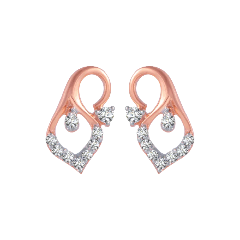 Women’s heart-shaped earrings-14KT (585) Rose Gold And Diamond Stud Earrings For Women