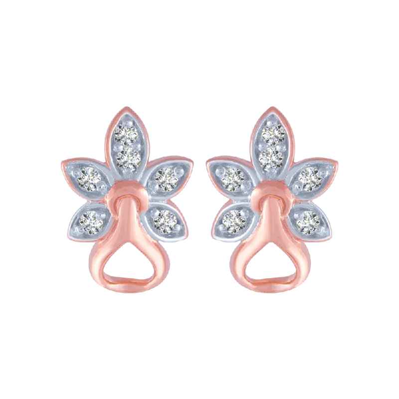 Women’s fashion drop earrings-14KT (585) Rose Gold And Diamond Stud Earrings For Women