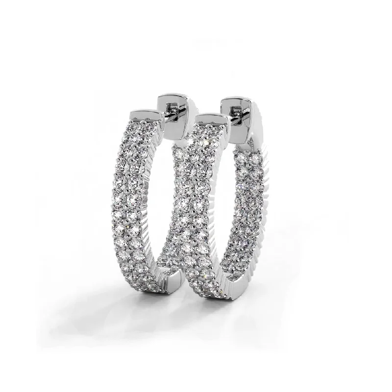 Women’s oversized earrings-1.20 ctw. Double Row Inside Out Diamond Petite Hoop Earrings