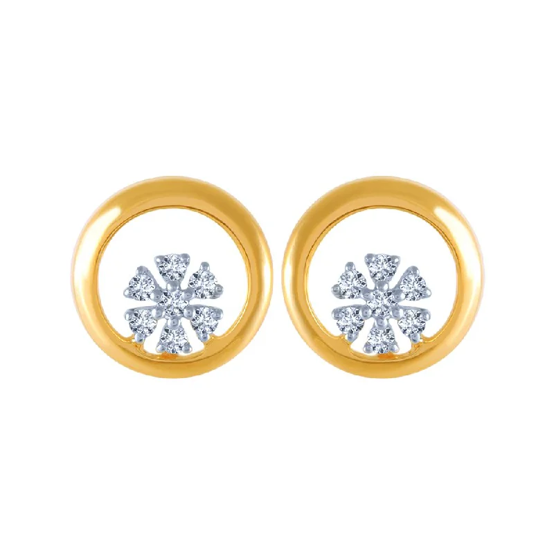 Women’s wedding earrings-14KT (585) Yellow Gold And Diamond Stud Earrings For Women