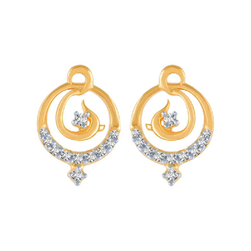 Women’s bold earrings-14KT (585) Yellow Gold And Diamond Stud Earrings For Women