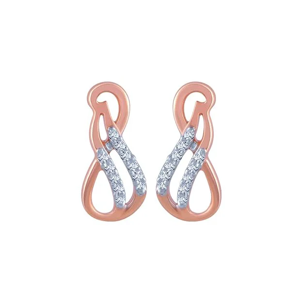 Women’s adjustable earrings-14k (585) Rose Gold And Diamond Stud Earrings For Women