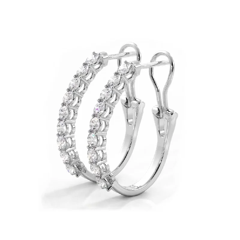 Women’s casual earrings-1.0 ct. Round Diamond Hoop Earrings With Omega Backing