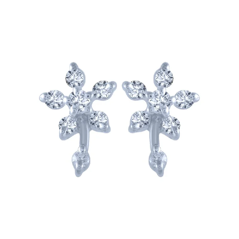 Women’s custom earrings-18k (750) White Gold And Diamond Stud Earrings For Women