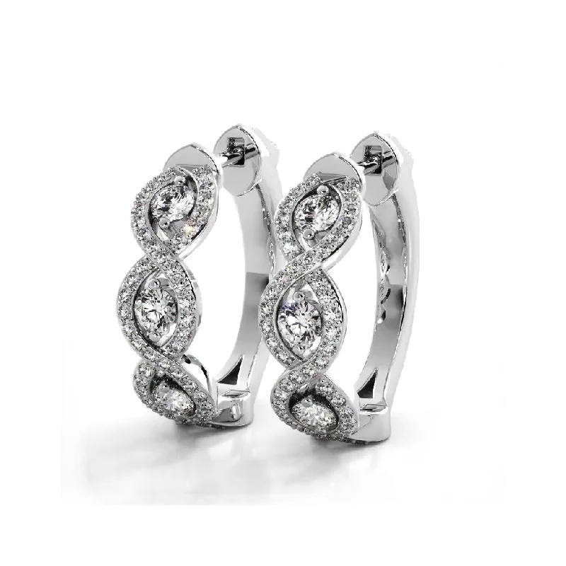 Women’s star earrings-Infinity Style 1.0 ctw. Diamond Hoop Earrings