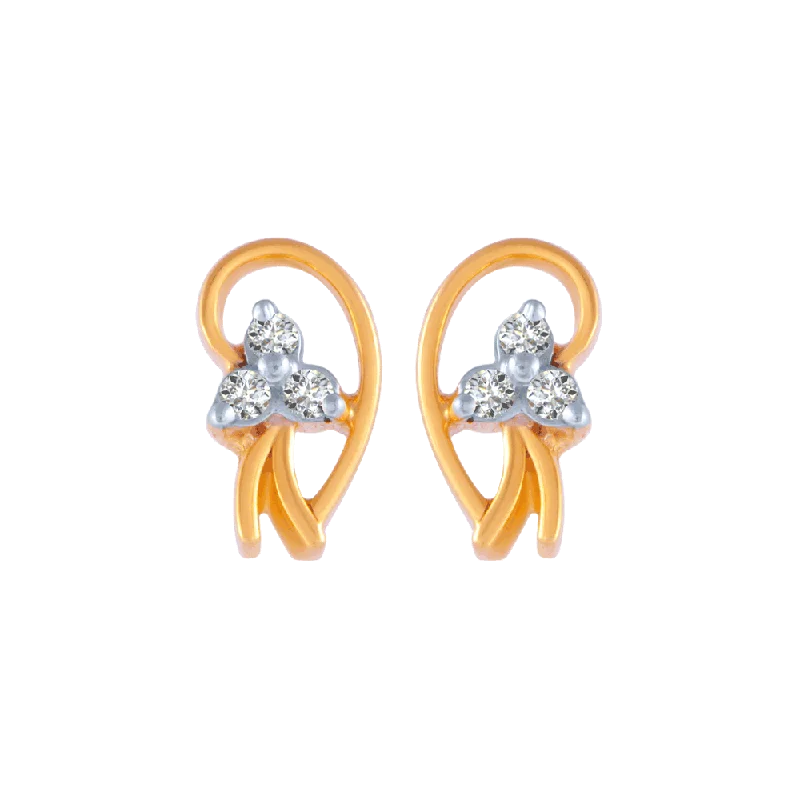 Women’s drop earrings-18KT (750) Yellow Gold And Diamond Stud Earrings For Women