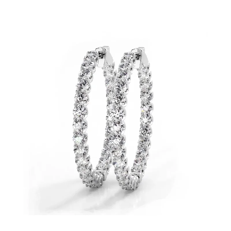 Women’s beaded earrings-2.30 ctw. Inside Out U Prong Diamond Medium Hoop Earrings