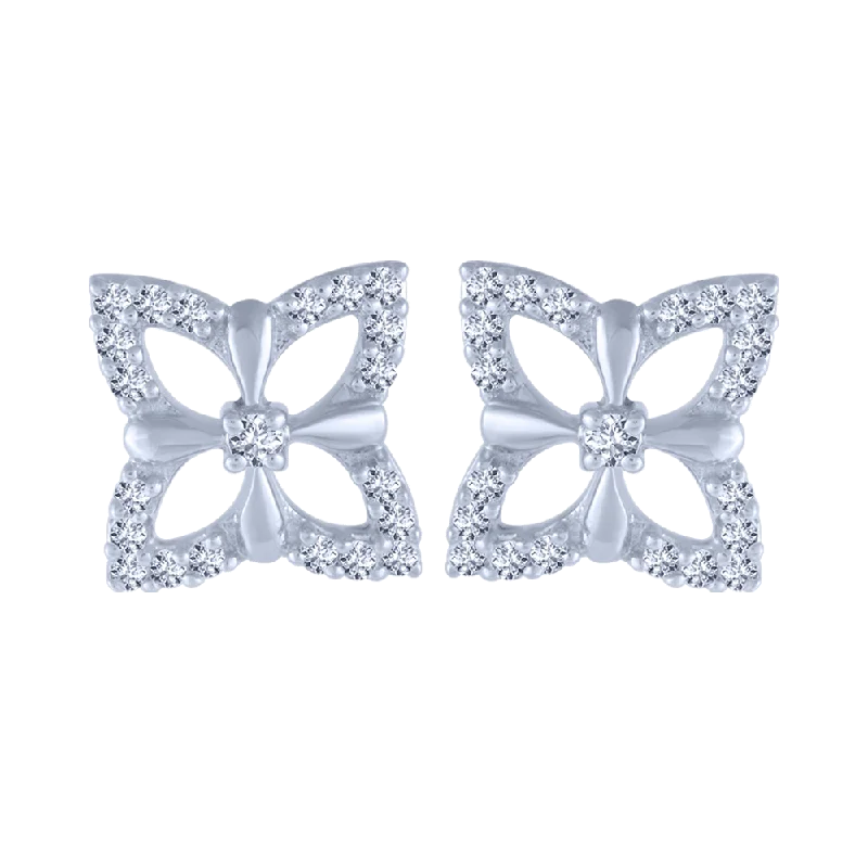 Women’s unique earrings-14KT (585) White Gold And Diamond Stud Earrings For Women