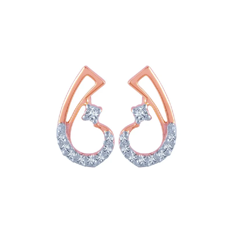 Women’s red gemstone earrings-18k (750) Rose Gold And Diamond Stud Earrings For Women