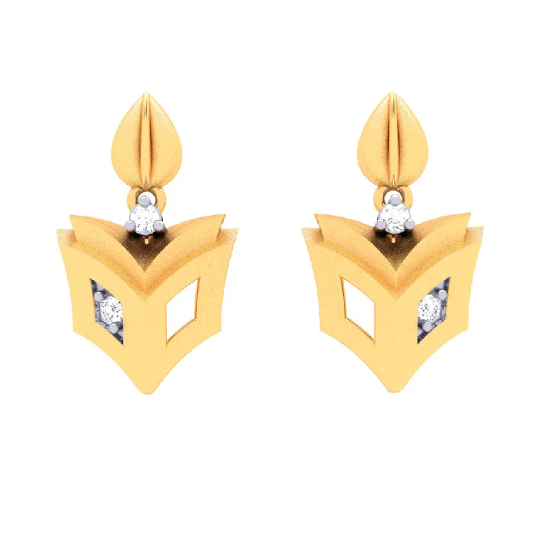 Women’s hoop earrings-18k Book-shaped Gold & Diamond Drop Earrings From Diamond Collection