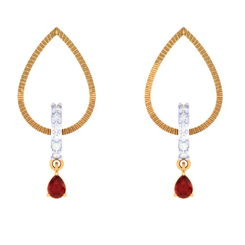 Women’s sapphire earrings-18KT Stone Studded Dazzling Gold And Diamond Earrings