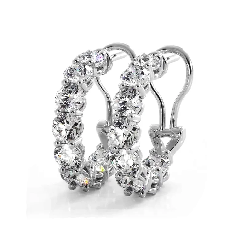 Women’s statement diamond earrings-3.0 ctw. Diamond Hoop Earrings With Open Omega Backs