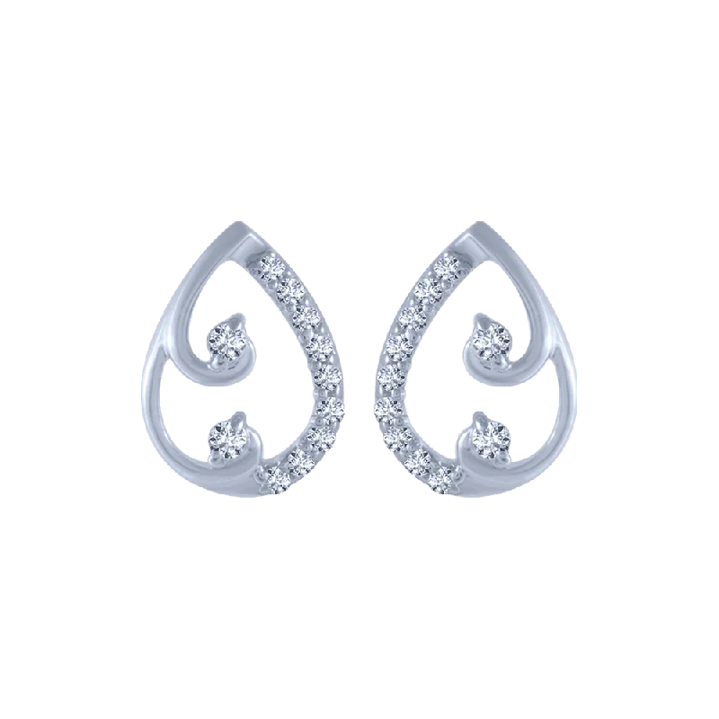 Women’s butterfly earrings-14KT (585) White Gold And Diamond Stud Earrings For Women