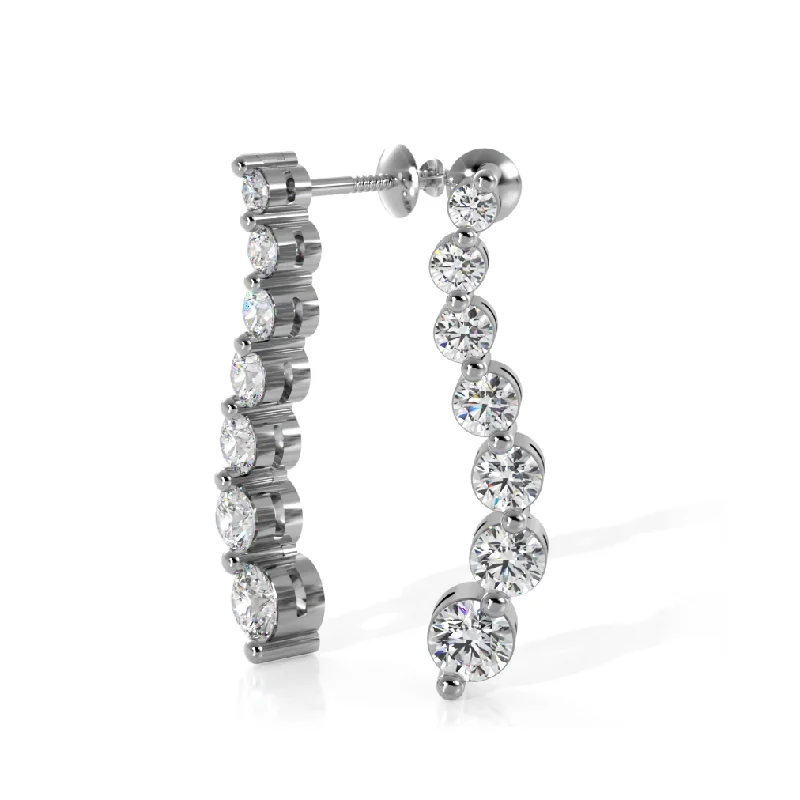 Women’s sterling silver earrings-1.00 ctw. Round Diamond Journey Earrings