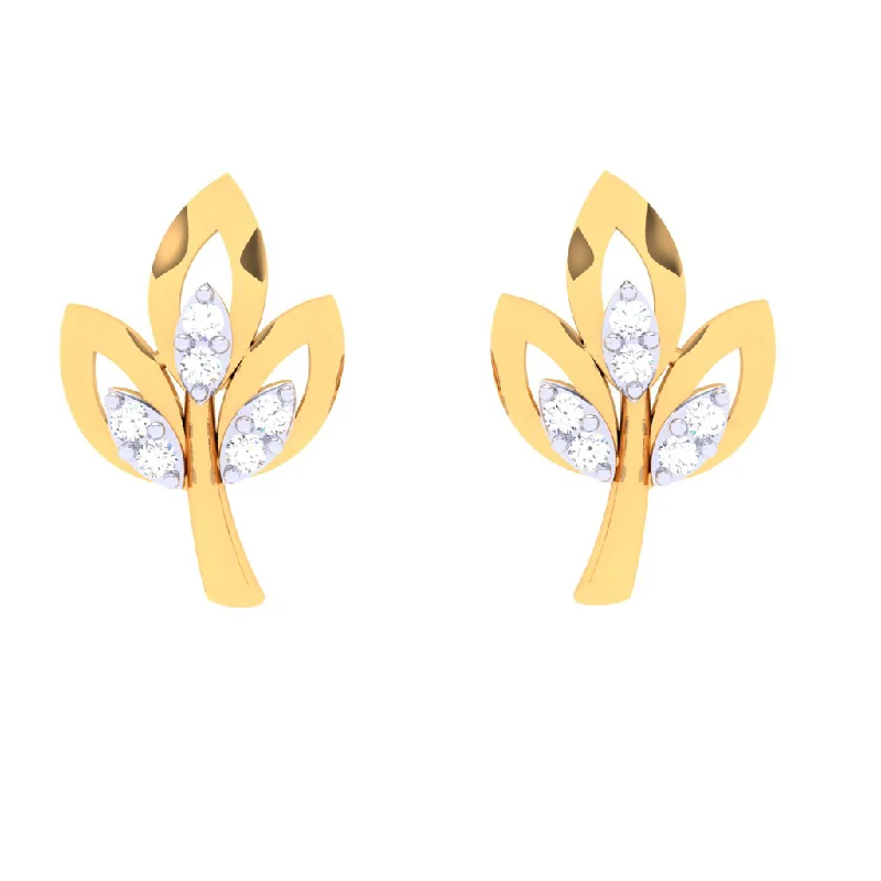 Women’s moonstone drop earrings-18k Leaves Shape Diamond Stud Earrings From\
diamond Collection