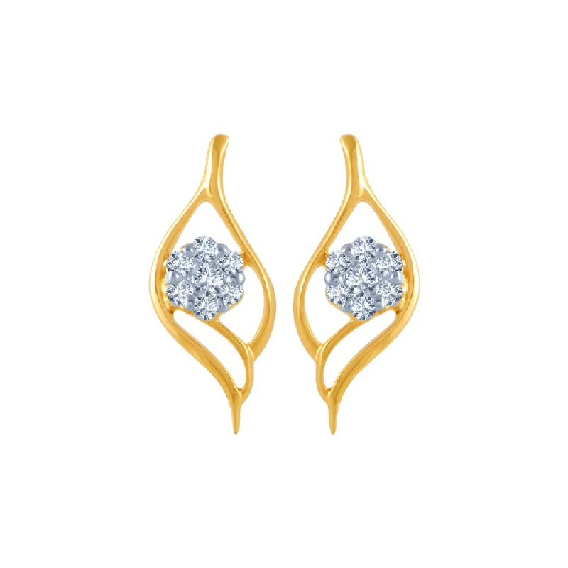 Women’s oversized earrings-18k (750) Yellow Gold And Diamond Stud Earrings For Women