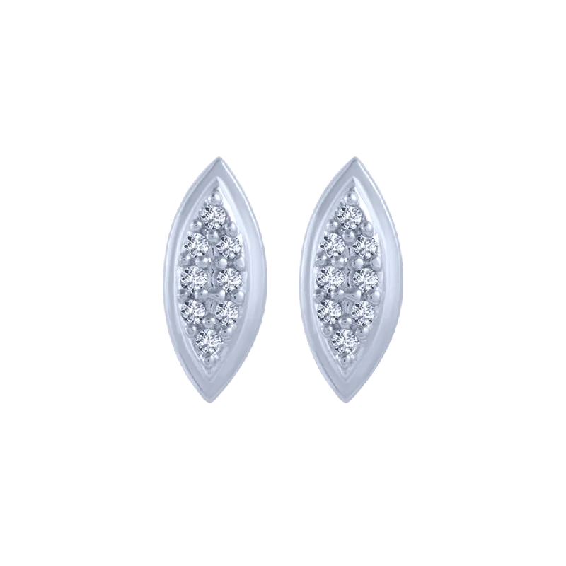 Women’s antique earrings-14KT (585) White Gold And Diamond Stud Earrings For Women