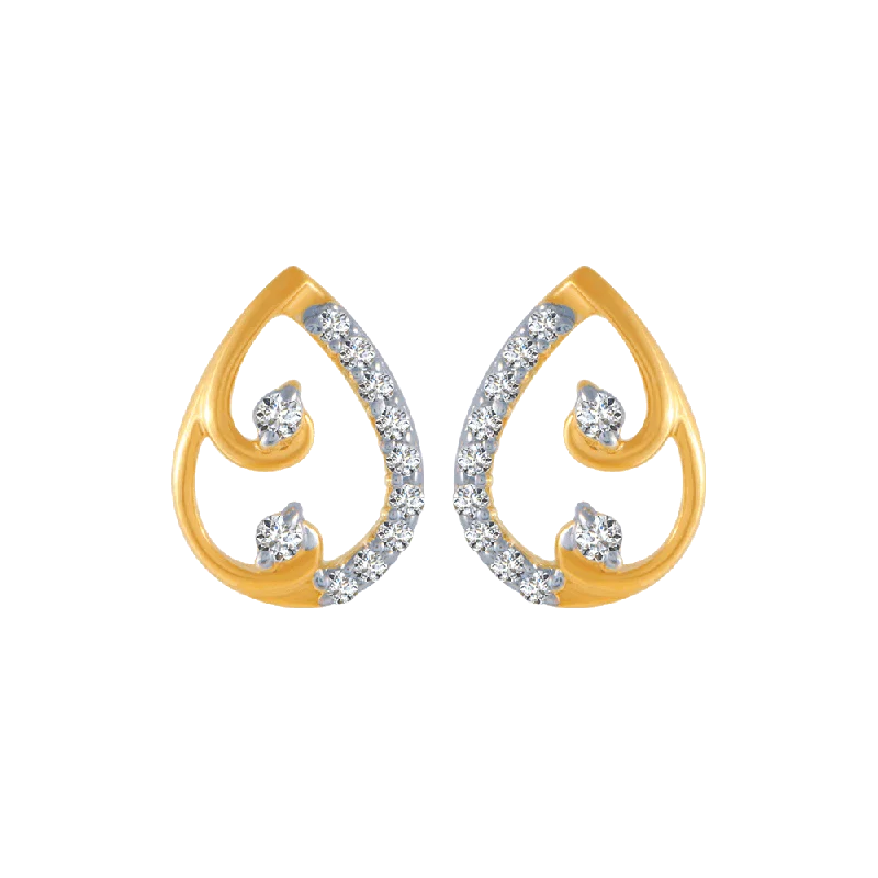 Women’s luxury earrings-14KT (585) Yellow Gold And Diamond Stud Earrings For Women