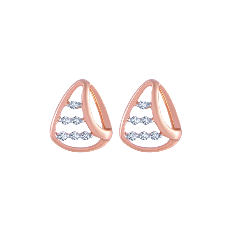 Women’s drop earrings-18k (750) Rose Gold And Diamond Stud Earrings For Women